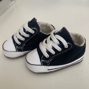 Converse All Star crib shoes soft sole infant high top black sneaker sz 2